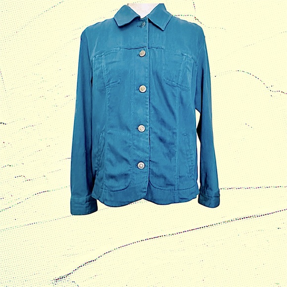 EUC! CHICO’S TEAL BLUE EMBROIDERED JACKET - Picture 1 of 9